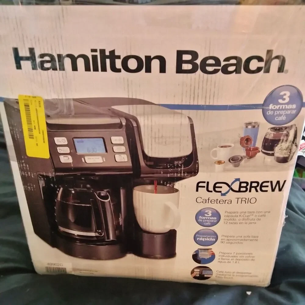 Hamilton Beach FlexBrew Trio 12 Cups Filter Coffee Machine - SingleServe Pod/Gro